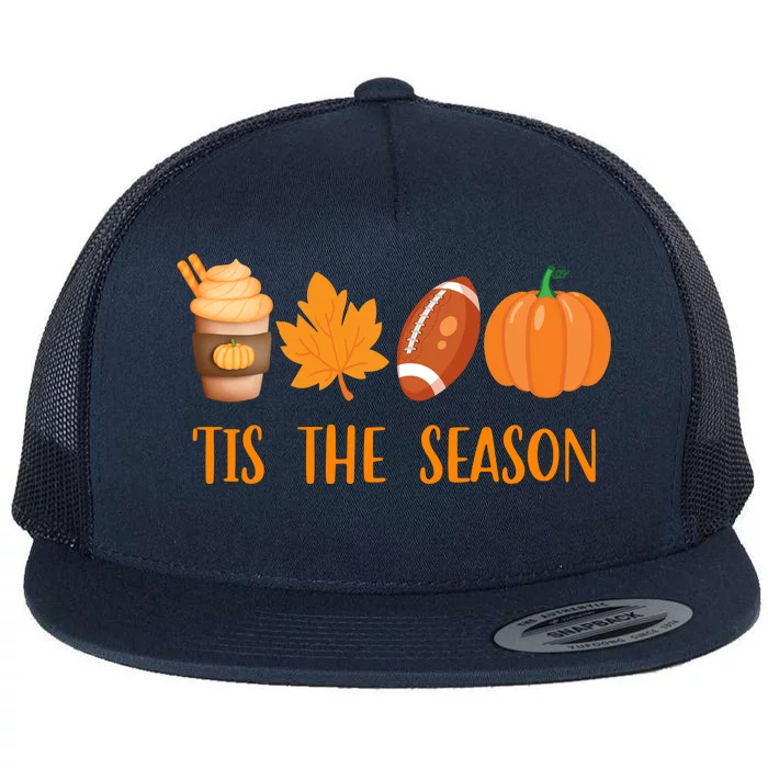 Tis The Season Festive Fall Lover Flat Bill Trucker Hat