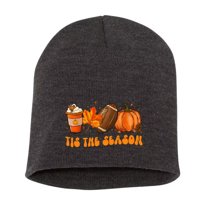 Tis The Season Football Fall Thanksgiving Short Acrylic Beanie