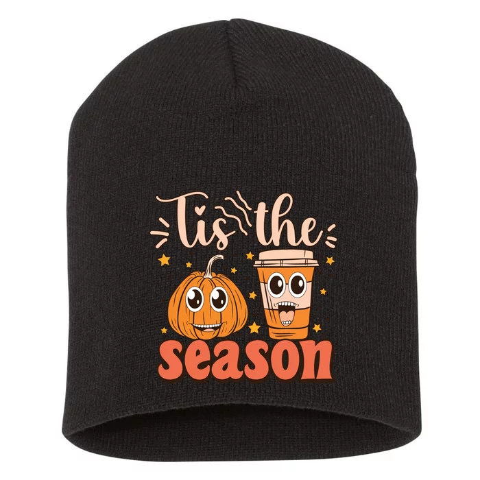 Tis The Season Pumpkin Spice Fall Vibes Autumn Season Thanksgiving Pumpkin Spice Short Acrylic Beanie