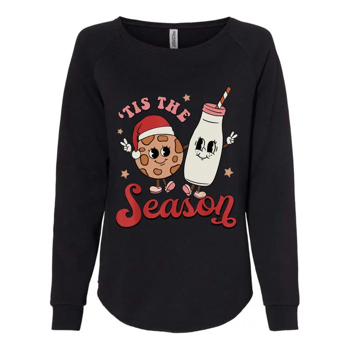 Tis The Season Cookies Milk Santa Hat Christmas Retro Xmas Cool Gift Womens California Wash Sweatshirt