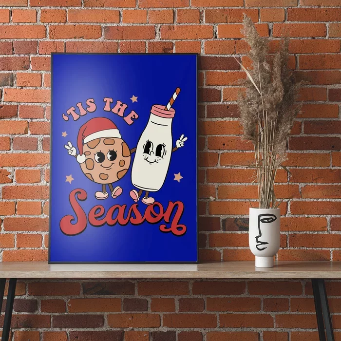 Tis The Season Cookies Milk Santa Hat Christmas Retro Xmas Cool Gift Poster