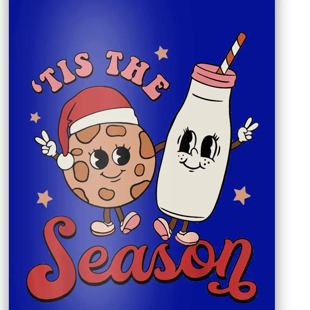 Tis The Season Cookies Milk Santa Hat Christmas Retro Xmas Cool Gift Poster