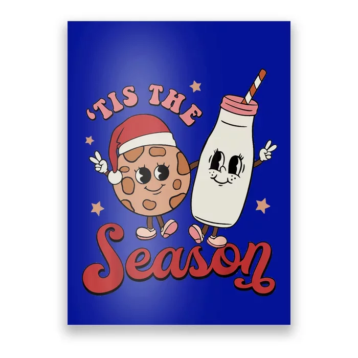 Tis The Season Cookies Milk Santa Hat Christmas Retro Xmas Cool Gift Poster