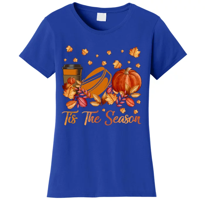 Tis The Season Hockey Pumpkin Autumn Fall Thanksgiving Gift Women's T-Shirt