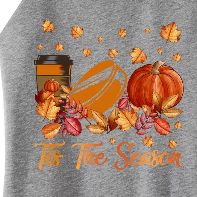 Tis The Season Hockey Pumpkin Autumn Fall Thanksgiving Gift Women’s Perfect Tri Rocker Tank