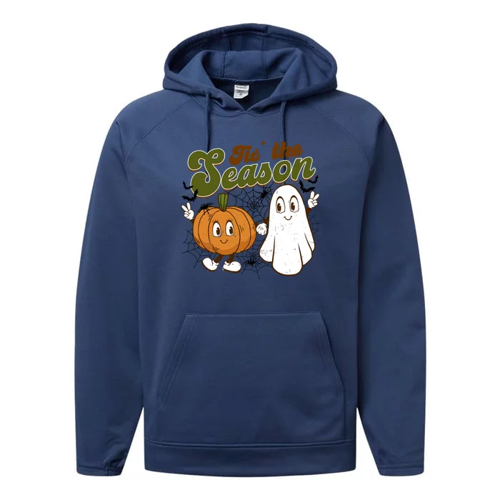 Tis The Season Pumpkin And Ghost Halloween Costume Cute Gift Performance Fleece Hoodie