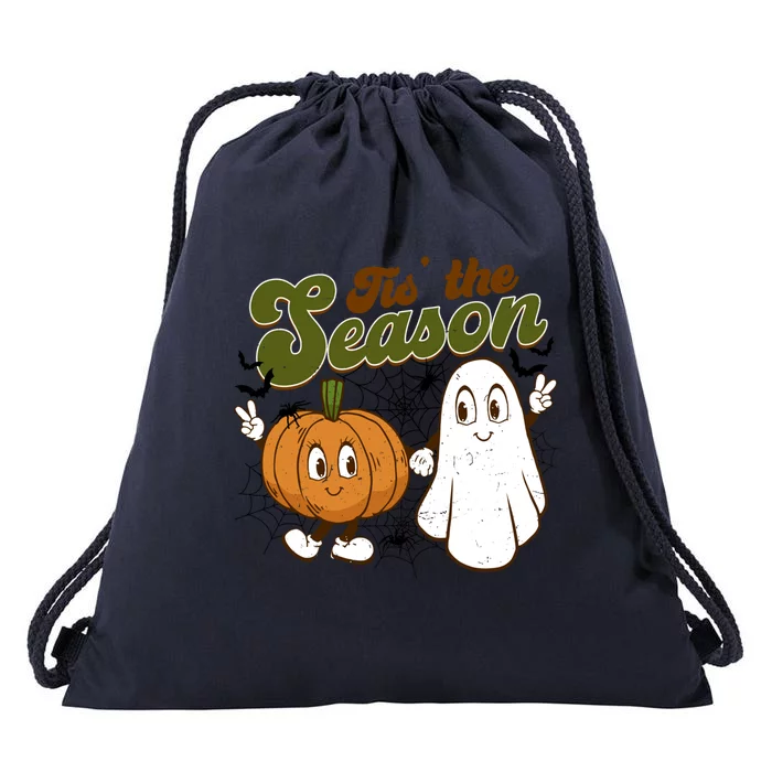 Tis The Season Pumpkin And Ghost Halloween Costume Cute Gift Drawstring Bag