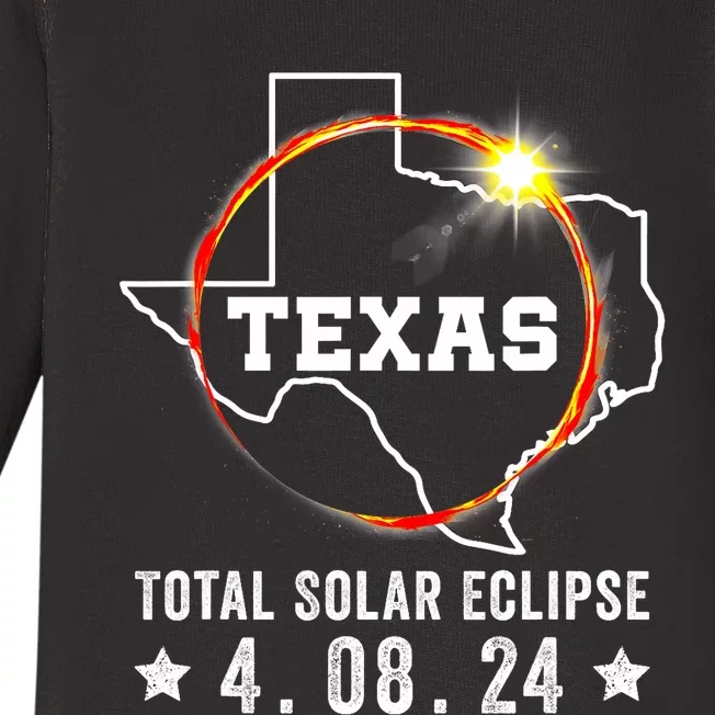 Texas Total Solar Eclipse April 8 2024 Texas Solar Eclipse Baby Long Sleeve Bodysuit