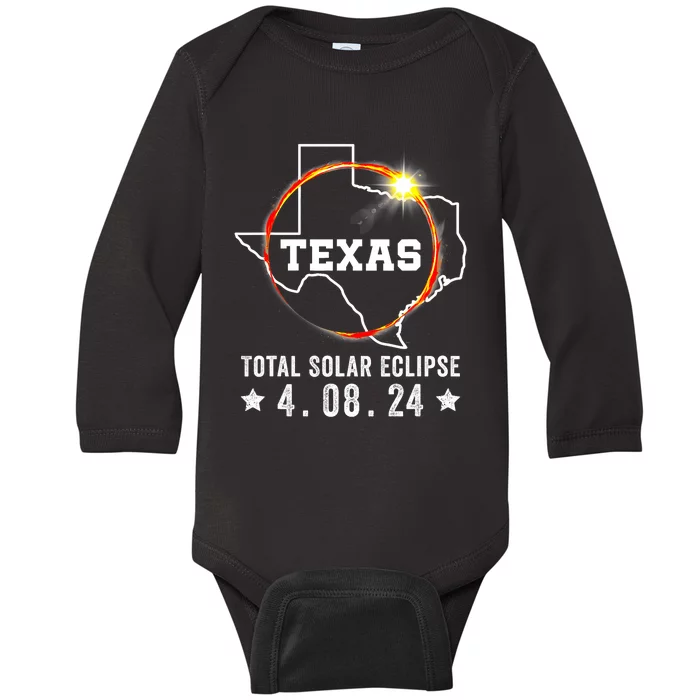 Texas Total Solar Eclipse April 8 2024 Texas Solar Eclipse Baby Long Sleeve Bodysuit