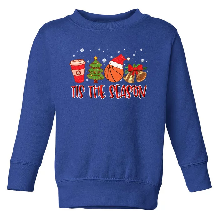 Tis The Season Great Gift Christmas Tree Basketball Cozy Coffee Funny Gift Toddler Sweatshirt