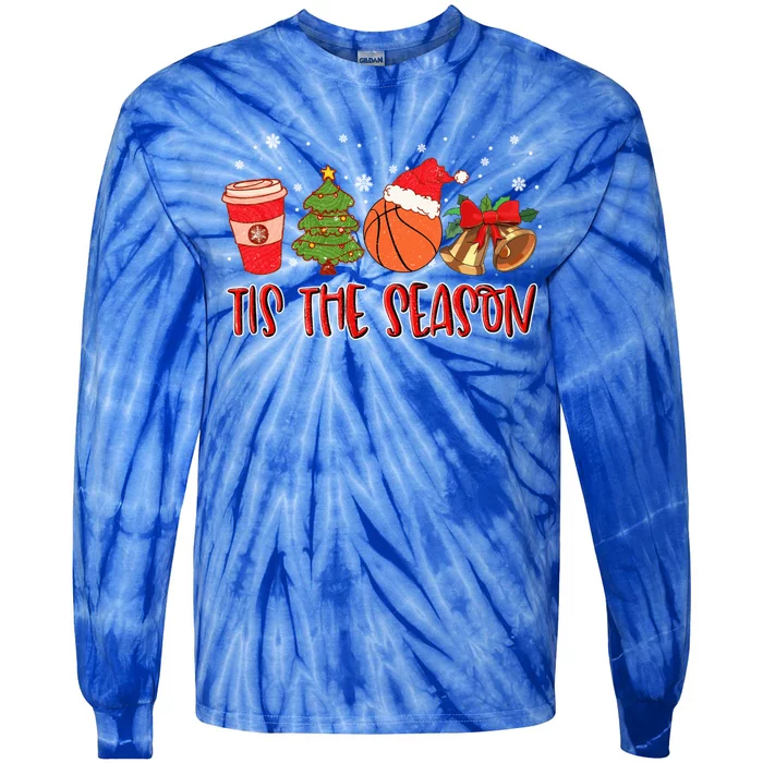 Tis The Season Great Gift Christmas Tree Basketball Cozy Coffee Funny Gift Tie-Dye Long Sleeve Shirt