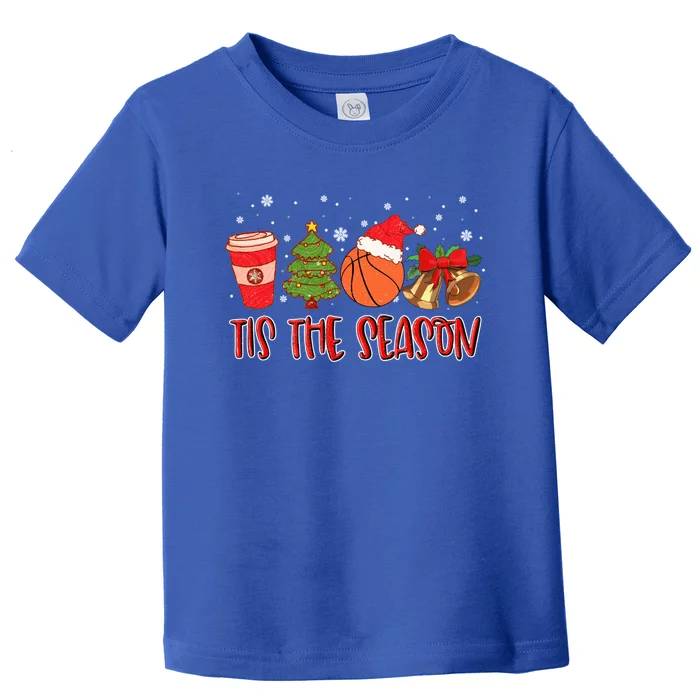 Tis The Season Great Gift Christmas Tree Basketball Cozy Coffee Funny Gift Toddler T-Shirt