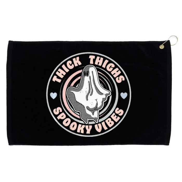 Thick Thighs Spooky Vibes Funny Halloween Ghost Pastel Goth Grommeted Golf Towel