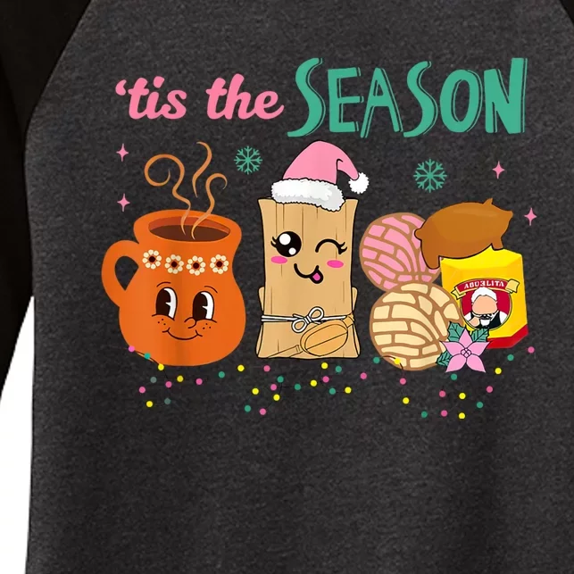 Tis The Season Concha Pan Dulce Tamales Mexican Christmas Women's Tri-Blend 3/4-Sleeve Raglan Shirt