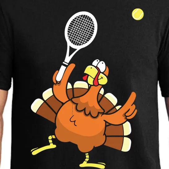 Turkey Tennis Sunset Retro Thanksgiving Sport Pajama Set