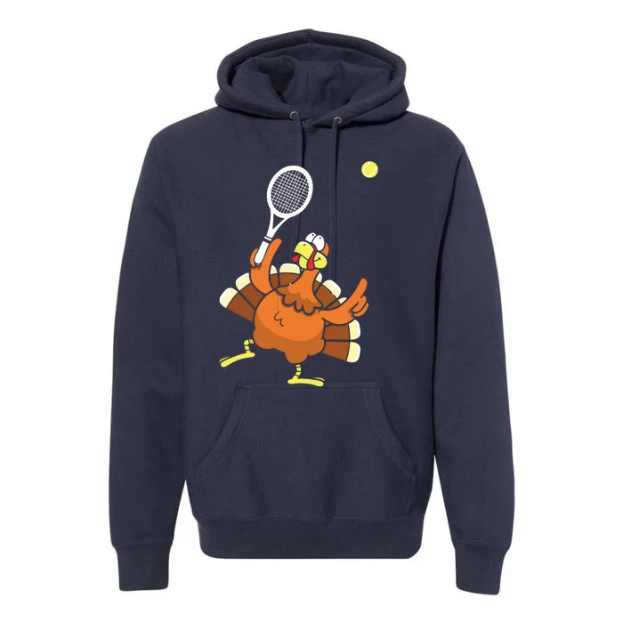 Turkey Tennis Sunset Retro Thanksgiving Sport Premium Hoodie