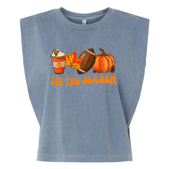 Tis The Season Football Fall Thanksgiving Garment-Dyed Women's Muscle Tee