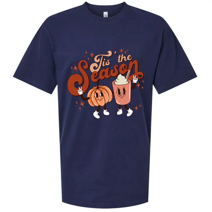 Tis The Season Pumpkin Boo 60s 70s Hippie Halloween Costume Gift Sueded Cloud Jersey T-Shirt