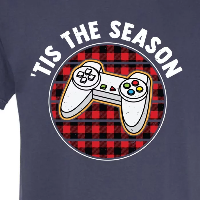 Tis The Season Buffalo Plaid Video Game Christmas Gift Garment-Dyed Heavyweight T-Shirt