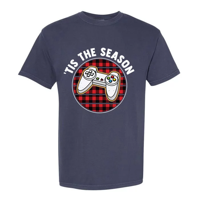 Tis The Season Buffalo Plaid Video Game Christmas Gift Garment-Dyed Heavyweight T-Shirt