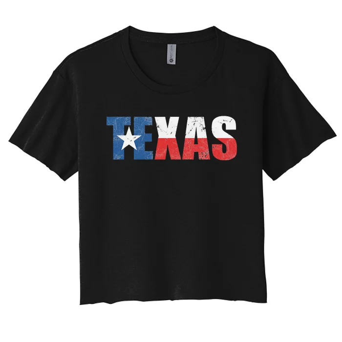 Texas Texas State Flag Vintage Texas Flag Texas State Women's Crop Top Tee