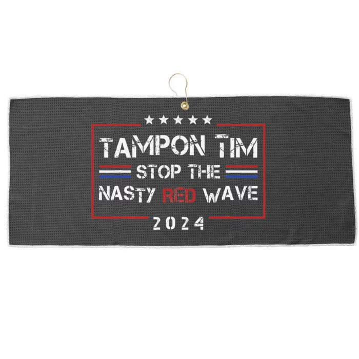 Tampon Tim Stop The Nasty Red Wave Retro Tim Walz Harris Large Microfiber Waffle Golf Towel