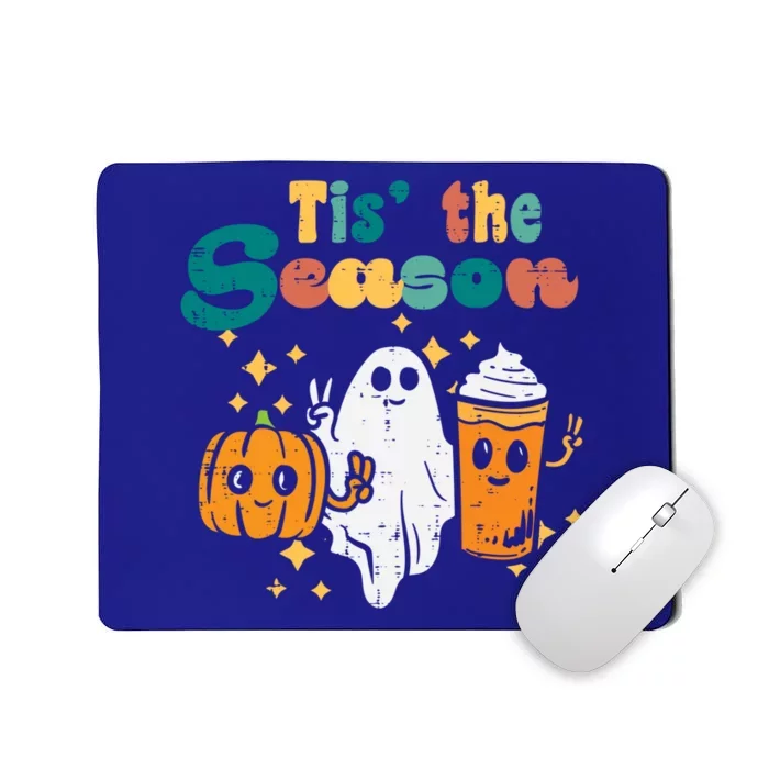 Tis The Season Pumpkin Ghost Latte Retro Halloween Fall Gift Mousepad