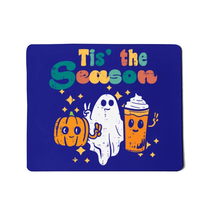 Tis The Season Pumpkin Ghost Latte Retro Halloween Fall Gift Mousepad