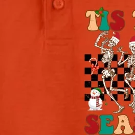 Tis The Season Funny Dancing Skeleton Christmas Retro Xmas Funny Gift Dry Zone Grid Performance Polo