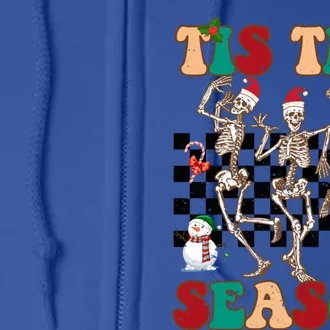 Tis The Season Funny Dancing Skeleton Christmas Retro Xmas Funny Gift Full Zip Hoodie