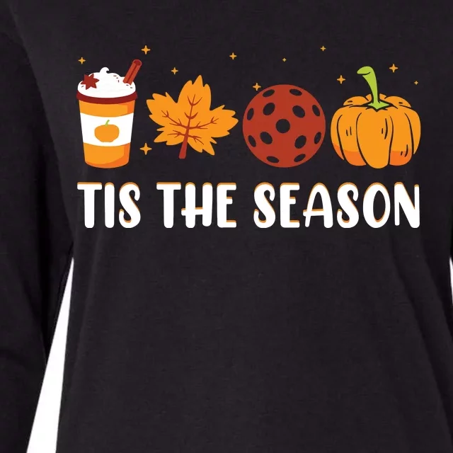 Tis The Season Coffee Fall Pickleball And Halloween Pumpkin Womens Cotton Relaxed Long Sleeve T-Shirt