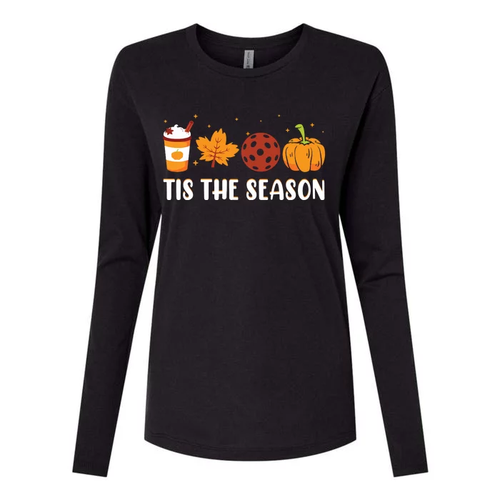 Tis The Season Coffee Fall Pickleball And Halloween Pumpkin Womens Cotton Relaxed Long Sleeve T-Shirt