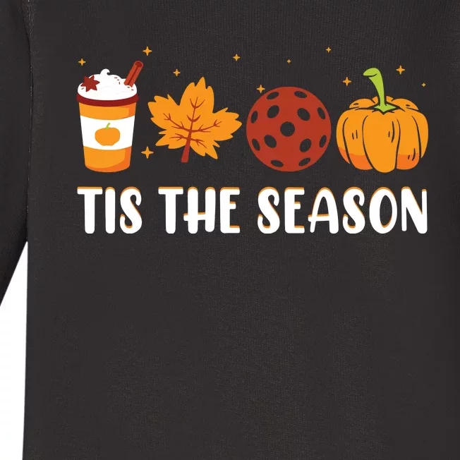 Tis The Season Coffee Fall Pickleball And Halloween Pumpkin Baby Long Sleeve Bodysuit