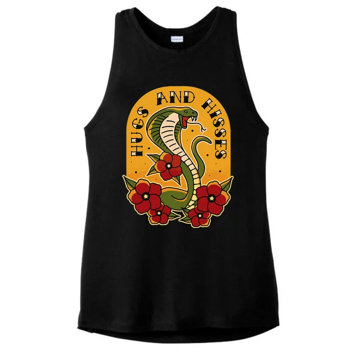 Traditional Tattoo Style Hugs And Hisses Cobra Ladies Tri-Blend Wicking Tank