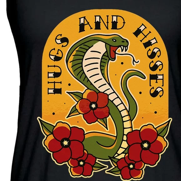 Traditional Tattoo Style Hugs And Hisses Cobra Ladies Essential Flowy Tank