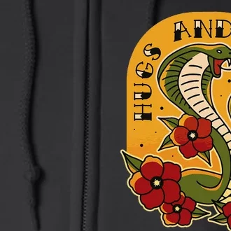 Traditional Tattoo Style Hugs And Hisses Cobra Full Zip Hoodie