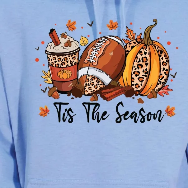 Tis The Season Pumpkin Spice Latte Halloween Football Coffee Unisex Surf Hoodie