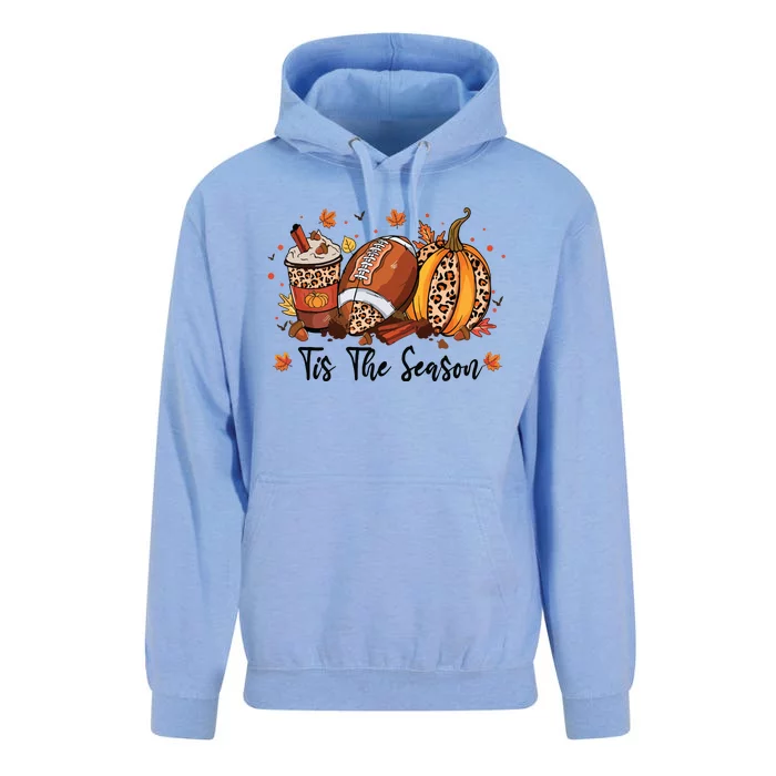 Tis The Season Pumpkin Spice Latte Halloween Football Coffee Unisex Surf Hoodie