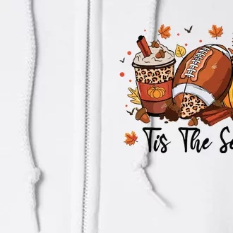 Tis The Season Pumpkin Spice Latte Halloween Football Coffee Full Zip Hoodie