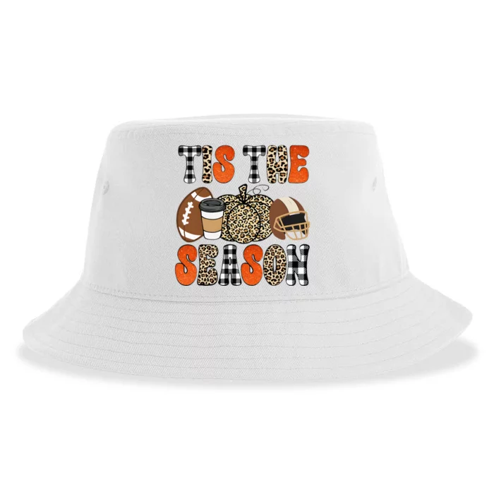 Tis The Season Pumpkin Leaf Latte Fall Thanksgiving Football Sustainable Bucket Hat