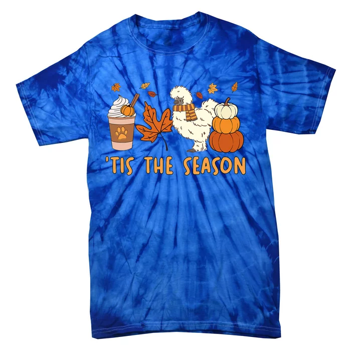 Tis The Season Silkie Chicken Mom Fall Autumn Pumpkin Coffee Tie-Dye T-Shirt