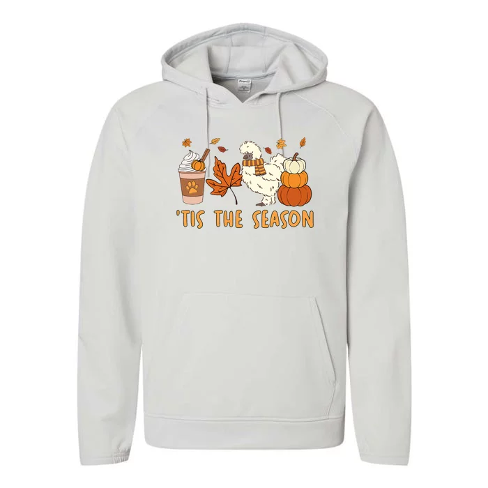 Tis The Season Silkie Chicken Mom Fall Autumn Pumpkin Coffee Performance Fleece Hoodie