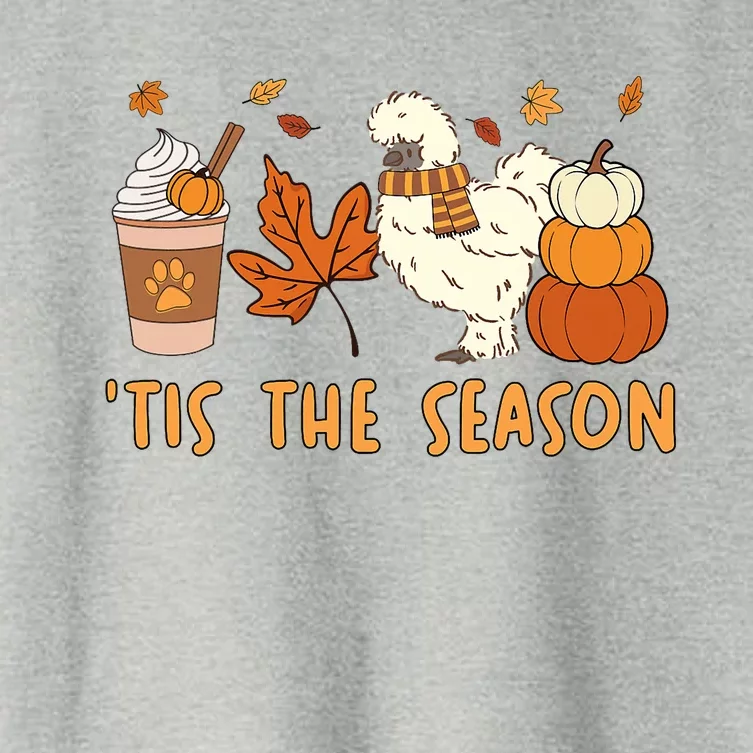 Tis The Season Silkie Chicken Mom Fall Autumn Pumpkin Coffee Women's Crop Top Tee