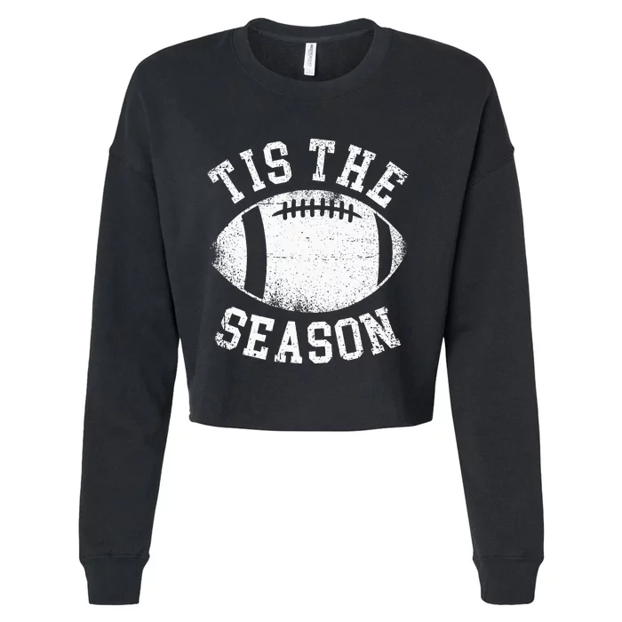 Tis The Season Football Cropped Pullover Crew