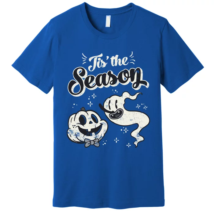 Tis' The Season Skeleton Ghost Retro Halloween Costume Party Gift Premium T-Shirt