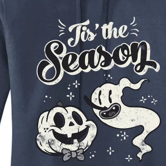 Tis' The Season Skeleton Ghost Retro Halloween Costume Party Gift Women's Pullover Hoodie