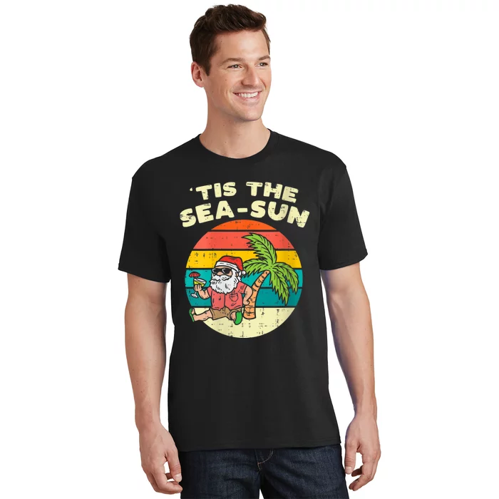 Tis The Sea Sun Santa Beach Summer Christmas In July Summer T-Shirt