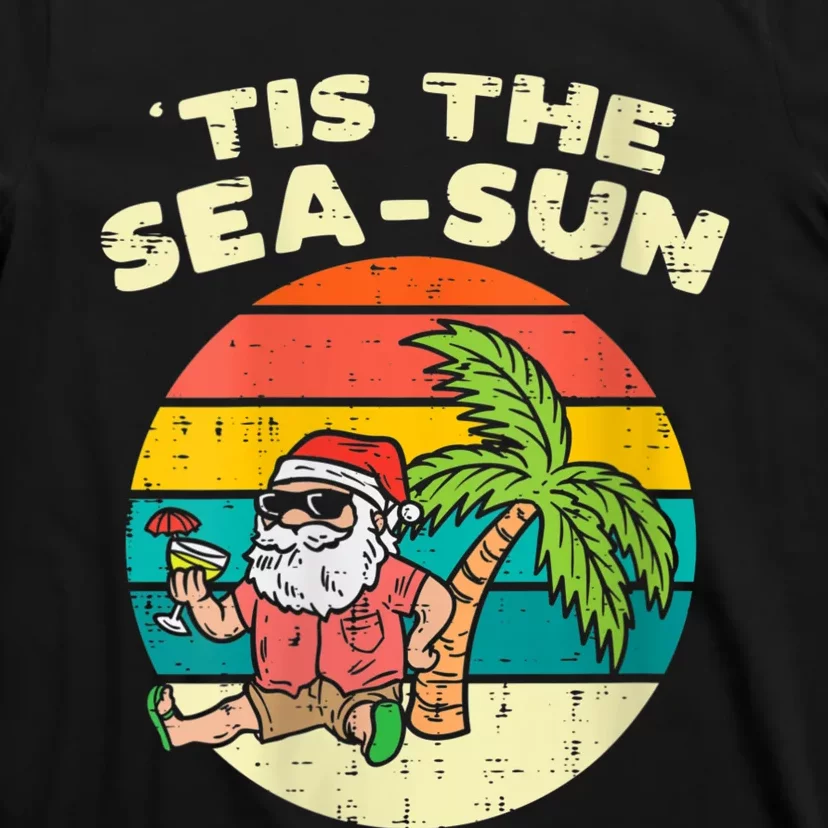 Tis The Sea Sun Santa Beach Summer Christmas In July Summer T-Shirt