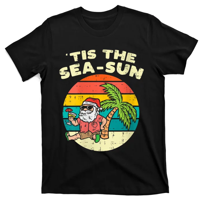 Tis The Sea Sun Santa Beach Summer Christmas In July Summer T-Shirt