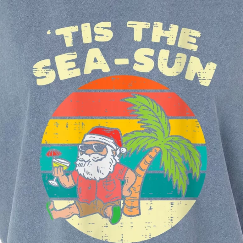 Tis The Sea Sun Santa Beach Summer Christmas In July Summer Garment-Dyed Women's Muscle Tee